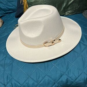 Nordstrom Cream Fedora Hat with Leather Band